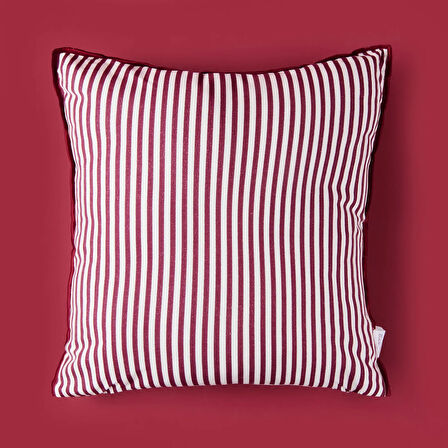 Soft Earthy Hues Çizgili Kırlent - Ekru / Mürdüm - 40x40 cm