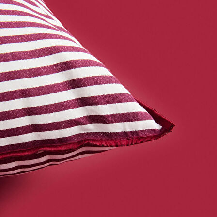 Soft Earthy Hues Çizgili Kırlent - Ekru / Mürdüm - 40x40 cm