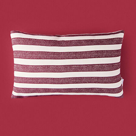 Soft Earthy Hues Line Kırlent - Ekru / Mürdüm - 30x50 cm