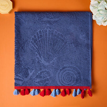 Soft Seashell Plaj Havlusu - Lacivert - 70x140 cm