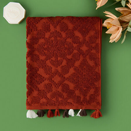 Soft Earthy Hues Juan Yüz Havlusu - Kiremit - 50x90 cm