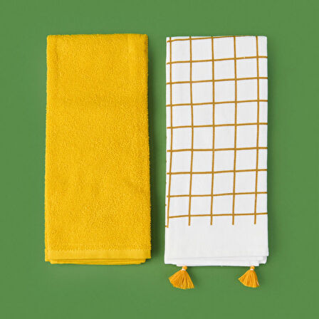 Soft Ayçiçeği 2'li Mutfak Havlusu - Renkli - 40x60 cm