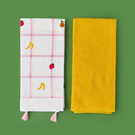 Soft Meyve 2'li Mutfak Havlusu - Renkli - 40x60 cm