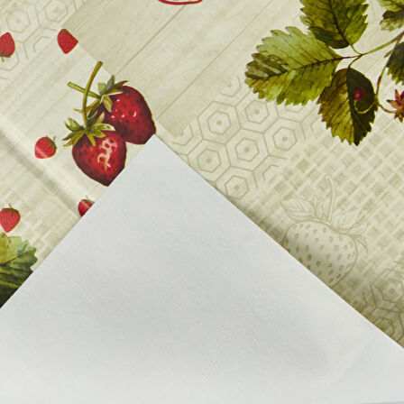 Soft Çilek Pvc Masa Örtüsü - Bej - 140x200 cm