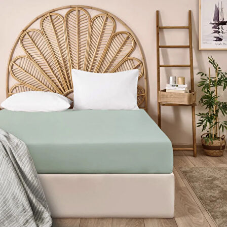 Soft Basic Tek Kişilik Düz Kenar Çarşaf - Yeşil - 160x240 cm