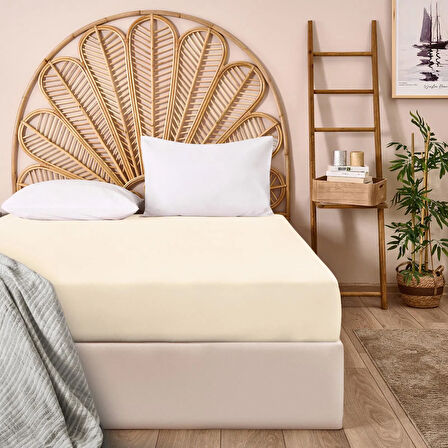 Soft Basic Tek Kişilik Lastikli Çarşaf - Ekru - 100x200 cm