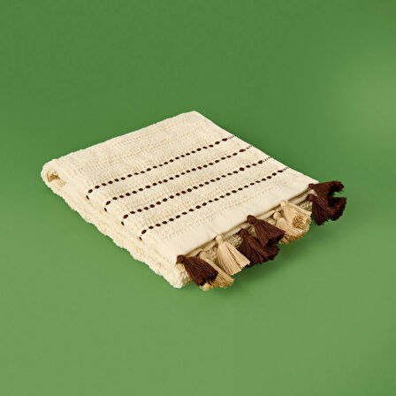 Soft Püsküllü El Havlusu - Bej - 30x50 cm