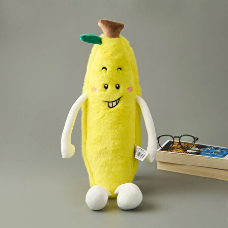 Soft Muz Figürlü Yastık - Sarı - 55x15 cm