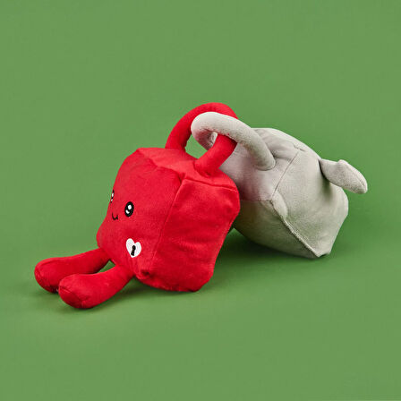 Soft Kilit Figürlü 2'li Yastık - Kırmızı / Gri