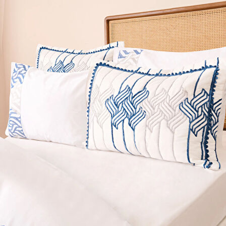 Store Ruby Çift Kişilik 7 Parça Yatak Örtüsü Seti - Krem / Gri