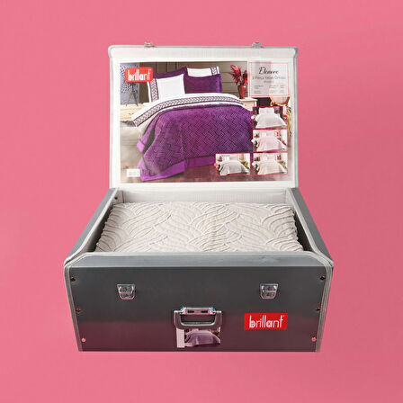 Store Elenora Çift Kişilik 3 Parça Yatak Örtüsü Seti - Gri