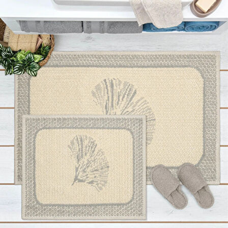 Soft Nemi 2'li Banyo Paspası - Gri - 60x100 cm + 50x60 cm
