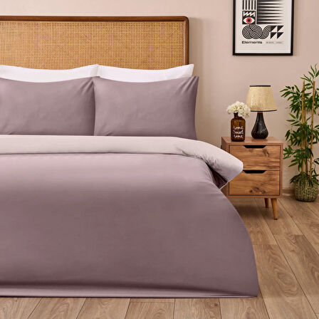 Soft Çift Renkli Çift Kişilik Nevresim Takımı - Bej / Taş