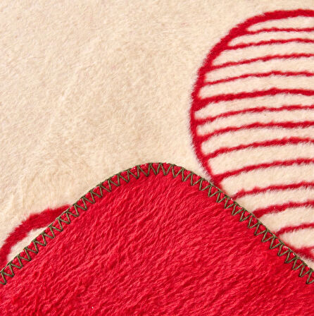 Soft Kurabiye Adam Pamuklu Çift Kişilik Battaniye - Kırmızı / Ekru - 200x220 cm