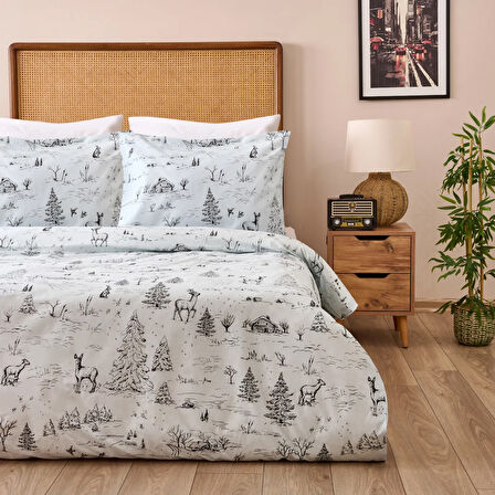 Soft Pacha Çift Kişilik Nevresim Takımı - Mavi / Antrasit