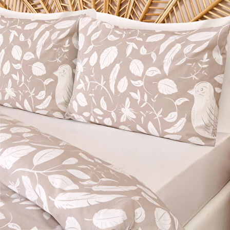 Soft Avis Çift Kişilik Nevresim Takımı - Ekru / Taş