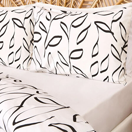 Soft Marg Çift Kişilik Nevresim Takımı - Ekru / Siyah