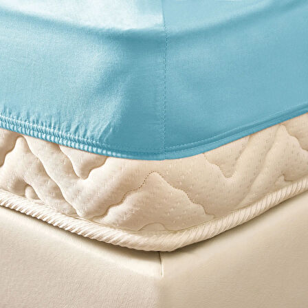 Soft Çift Kişilik Lastikli Çarşaf - Mavi - 160x200 cm