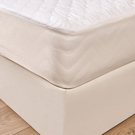 Soft Dalga Kapitoneli Fitted Çift Kişilik Alez - Beyaz - 160x200 cm