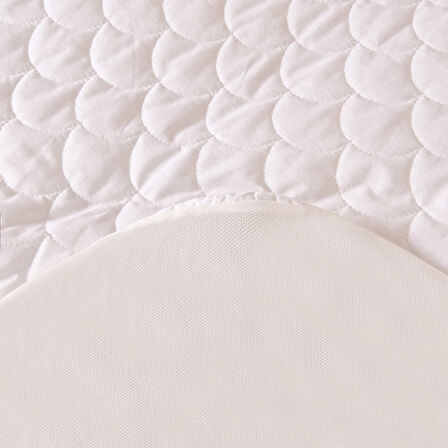 Soft Dalga Kapitoneli Fitted Çift Kişilik Alez - Beyaz - 160x200 cm