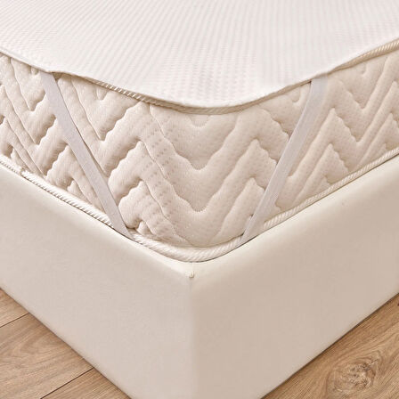 Soft Minik Kapitoneli Çift Kişilik Sıvı Geçirmez Lastikli Alez - Beyaz - 160x200 cm