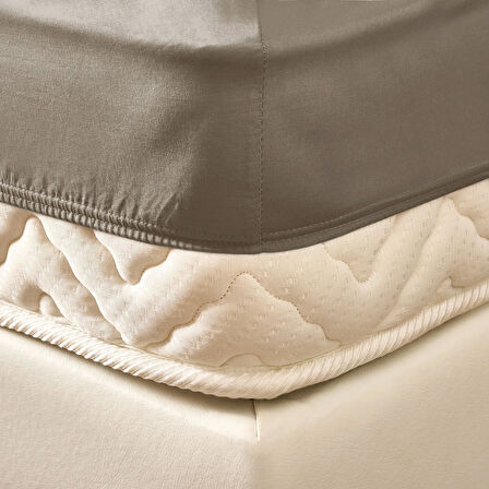 Soft Çift Kişilik Lastikli Çarşaf - Kahverengi - 180x200 cm