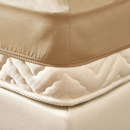 Soft Çift Kişilik Lastikli Çarşaf - Sütlü Kahverengi - 180x200 cm