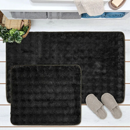 Soft Artos 2'li Banyo Paspası - Antrasit - 60x100 cm + 50x60 cm
