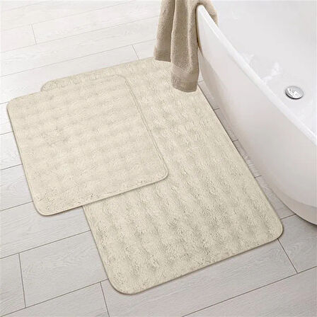 Soft Artos 2'li Banyo Paspası - Beyaz - 60x100 cm + 50x60 cm