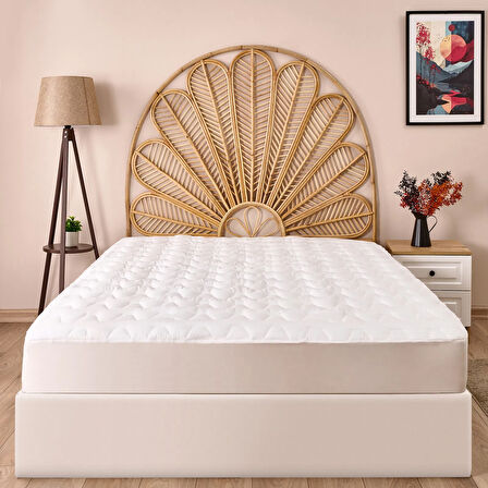 Soft Fitted Kapitoneli Tek Kişilik Uyku Pedi - Beyaz - 100x200 cm