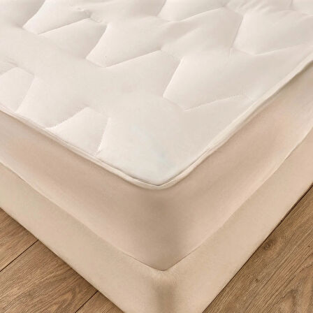 Soft Fitted Kapitoneli Tek Kişilik Uyku Pedi - Beyaz - 100x200 cm