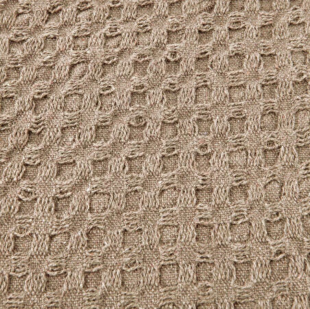 Yün Waffle Çift Kişilik Yatak Örtüsü - Bej - 200x220 cm