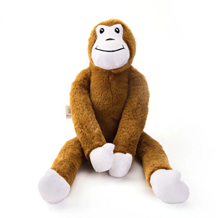 Soft Cırtcırtlı Maymun Figürlü Yastık - Kahverengi - 90x15 cm