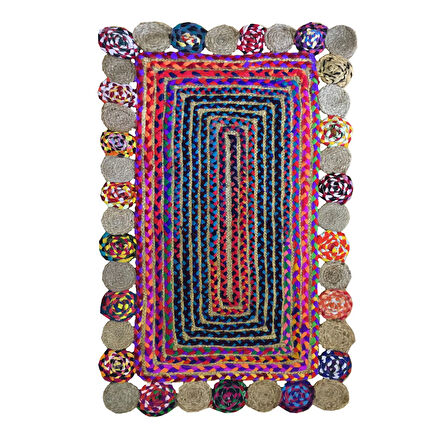 Home D15 Bolero Jüt Örgü Halı - Renkli - 120x180 cm