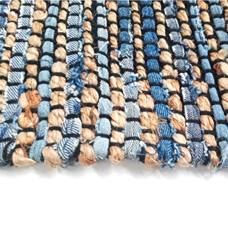 Home ET101 Etna Jüt Örgü Halı - Denim - Renkli - 80x140 cm