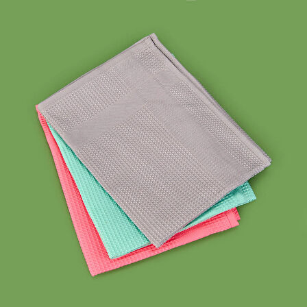 Premium 3'lü Mikrofiber Temizlik Bezi - Renkli