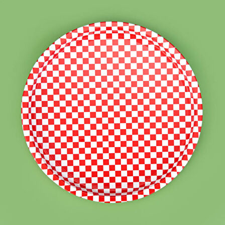 Metal Tepsi - Kırmızı / Beyaz