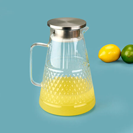 Kesik Cam Sürahi - Şeffaf - 1,8 lt