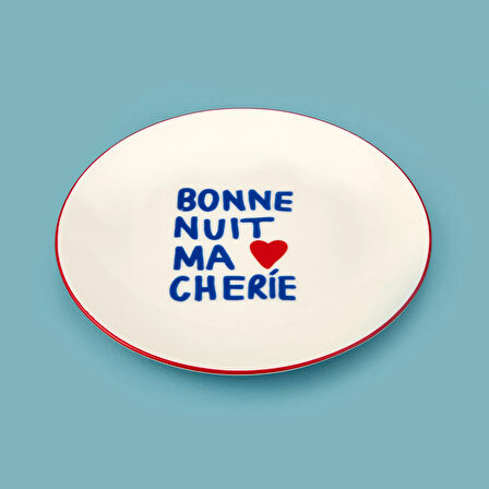 Kitchen Bonne Nuit Ma Cherie Porselen Pasta Tabağı - Renkli - 19 cm