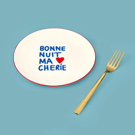 Kitchen Bonne Nuit Ma Cherie Porselen Pasta Tabağı - Renkli - 19 cm