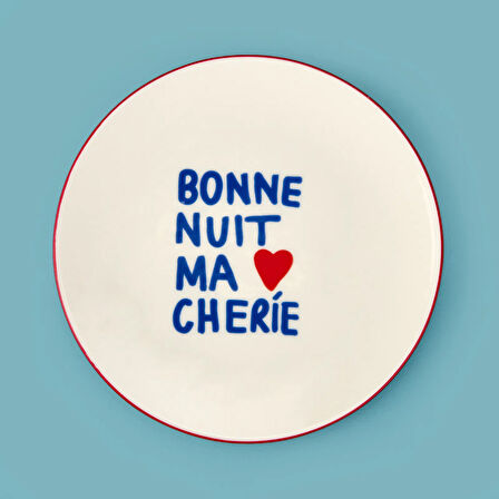 Kitchen Bonne Nuit Ma Cherie Porselen Pasta Tabağı - Renkli - 19 cm