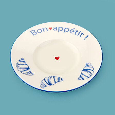 Kitchen Kruvasan Porselen Çay Tabağı - Renkli - 13 cm