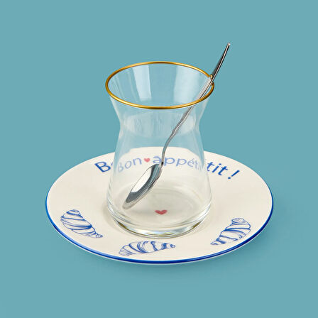 Kitchen Kruvasan Porselen Çay Tabağı - Renkli - 13 cm