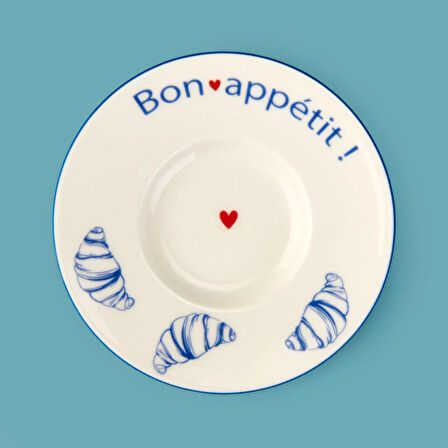 Kitchen Kruvasan Porselen Çay Tabağı - Renkli - 13 cm