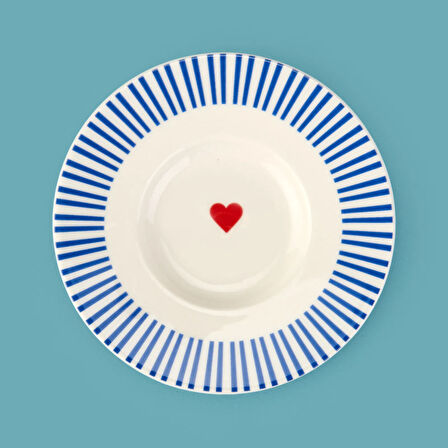 Kitchen Bold Heart Porselen Çay Tabağı - Renkli