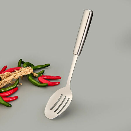 Steel Delikli Kaşık - Gri