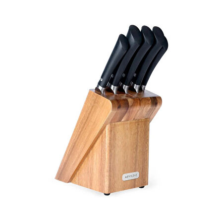 Essential 6 Parça Blok Bıçak Seti - Siyah / Kahverengi