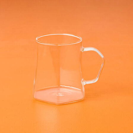 Star Altı Geniş Kulplu Bardak - Şeffaf - 350 ml