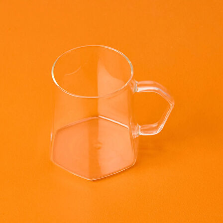 Star Altı Geniş Kulplu Bardak - Şeffaf - 350 ml