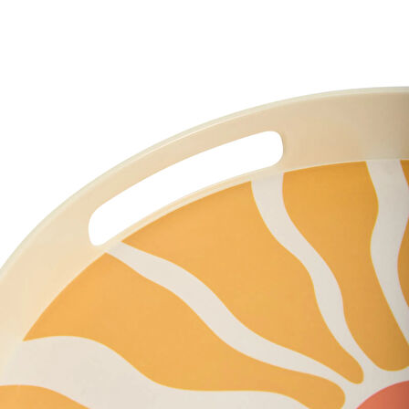 Melamin Sunny Yuvarlak Tepsi - Sarı / Krem - 34x34 cm